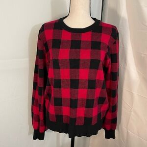 Marled red and black checked sweater - buffalo plaid size XL